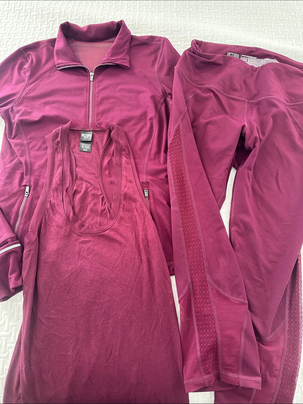 3-Piece Victoria Secret Sport Athletic Set in Deep Berry S/M
